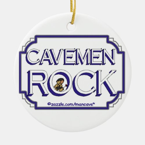 Cavemen Rock BW Ceramic Ornament