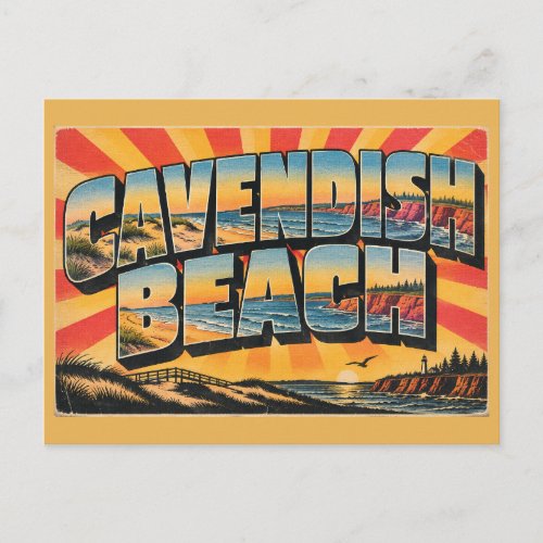 Cavendish Beach PEI Dunes Red Cliffs Art Postcard
