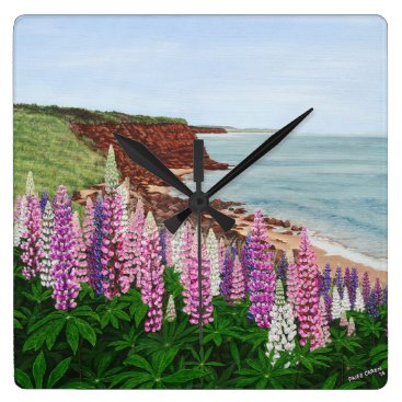 Cavendish Cliffs and Spring Lupins Wall Clock Cavendish Cliffs and Spring Lupins Wall Clock