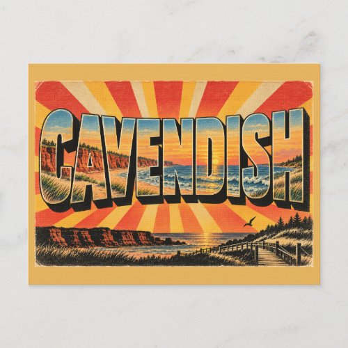 Cavendish PEI Red Cliffs Sand Beach Art Postcard