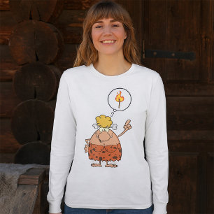Cavewoman Thinking of Fire Stick T-Shirt