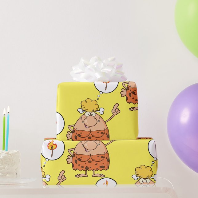 Cavewoman Thinking of Fire Stick Wrapping Paper (Creator Uploaded)
