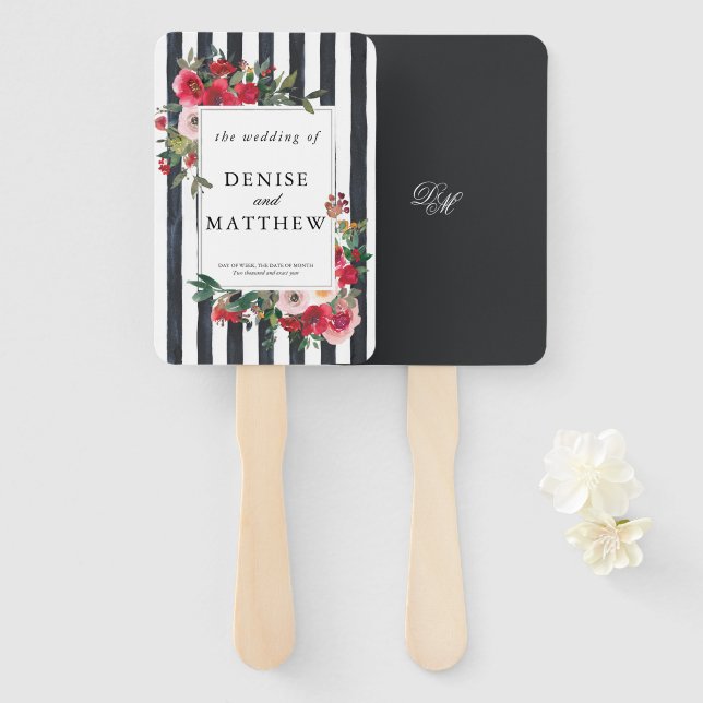 Caviar Black Wedding  Hand Fan (Front and Back)
