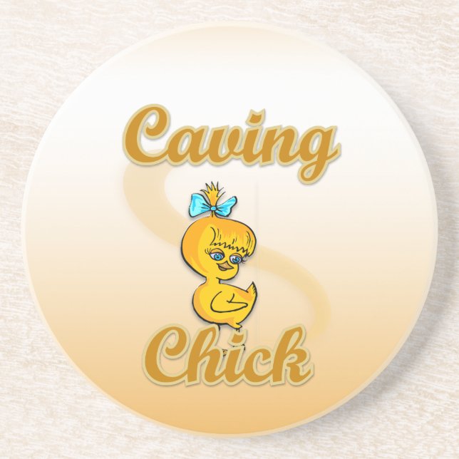 Caving Chick Drink Coaster (Front)