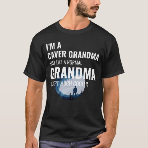 Caving Spelunking Caves Funny Spelunker Grandma T_Shirt