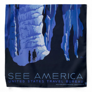 Caving Travel Cavern Vintage Travel Poster Bandana