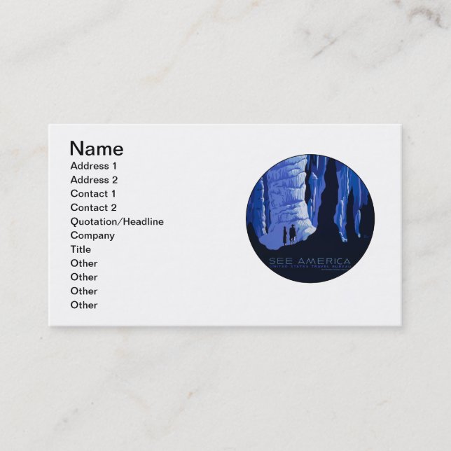 Caving Travel Cavern Vintage Travel Poster Business Card (Front)