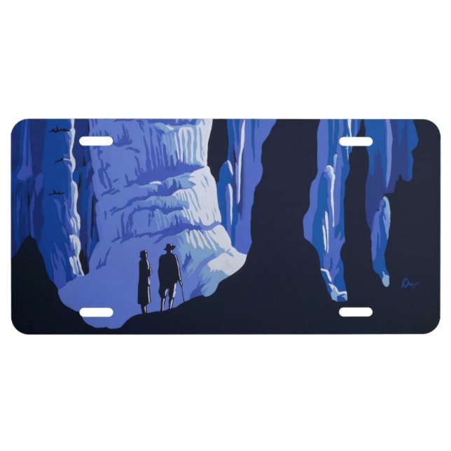 Caving Travel Cavern Vintage Travel Poster License Plate (Front)