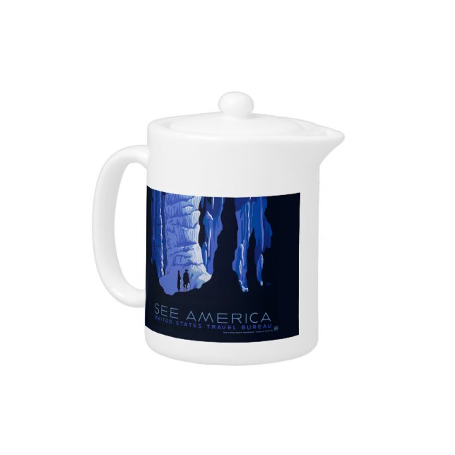 Caving Travel Cavern Vintage Travel Poster Teapot (Left)