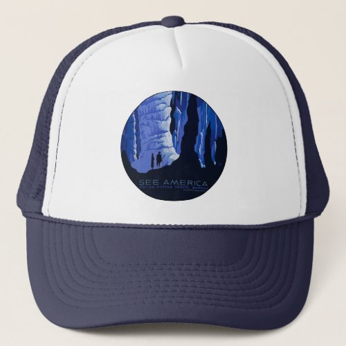 Caving Travel Cavern Vintage Travel Poster Trucker Hat