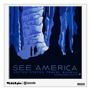 Caving Travel Cavern Vintage Travel Poster Wall Decal