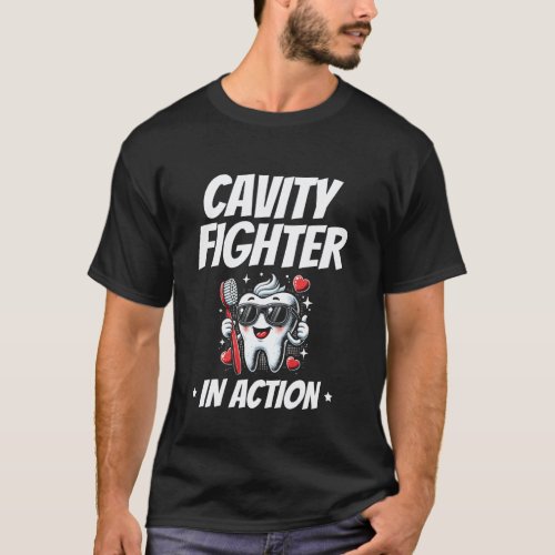 Cavity Fighter In Action Dental Teeth Doctor Denti T-Shirt