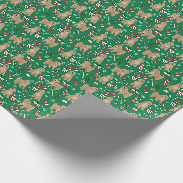 Cavoodle Christmas Dog wrapping paper (Corner)
