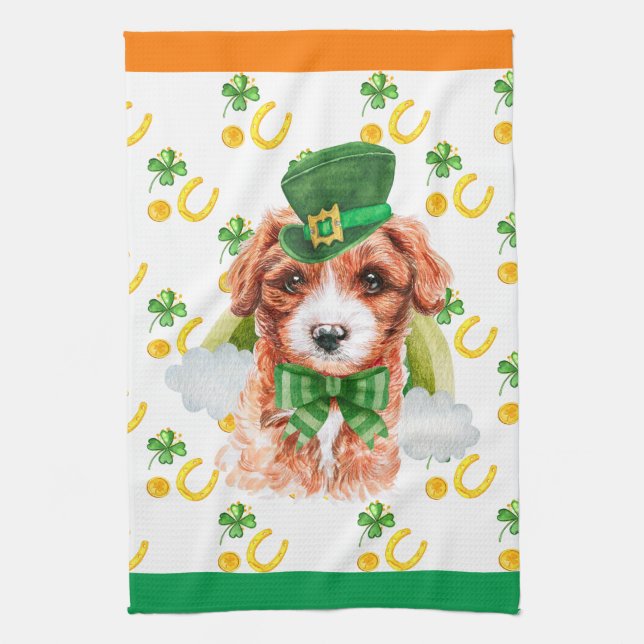 Cavoodle Holiday Home Decor St Patricks Day Kitchen Towel (Vertical)