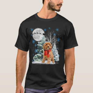 Cavoodle Under Moonlight Snow Christmas Pajama T-Shirt