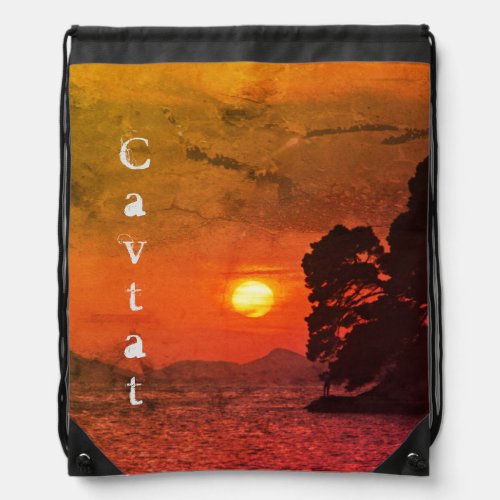 Cavtat Croatia view of Sunset 1974 Filter Coffee  Drawstring Bag