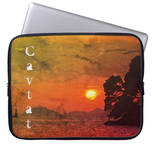 Cavtat Croatia view of Sunset 1974 Filter Laptop Sleeve