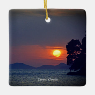 Cavtat, Croatia view of Sunset Holiday Ceramic Ornament