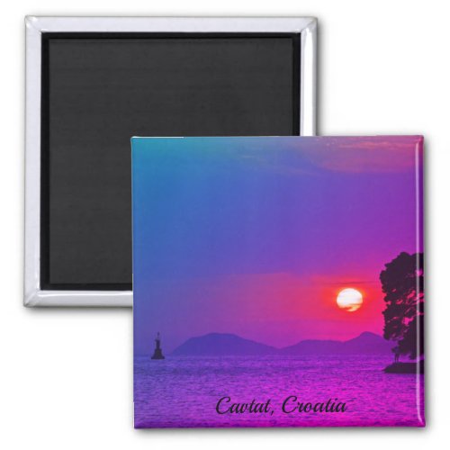 Cavtat Croatia view of Sunset Purple Filter Magnet