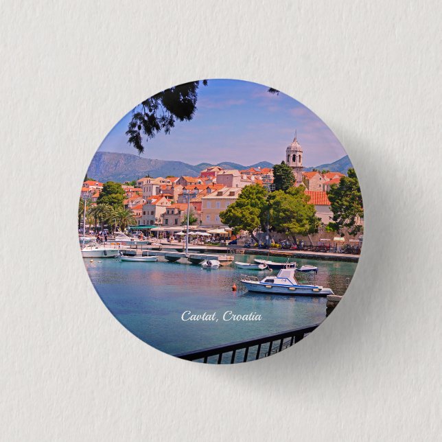 Cavtat, Croatia view of the Town Button (Front)