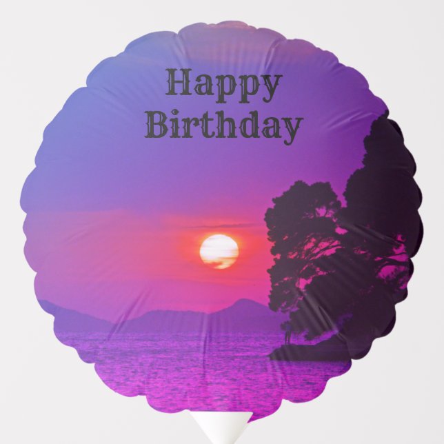 Cavtat Happy Birthday Sunset Purple Balloon (Front)