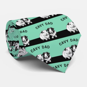 Cavy Dad Guinea Pig Pet Parent Animal Lover Green Neck Tie