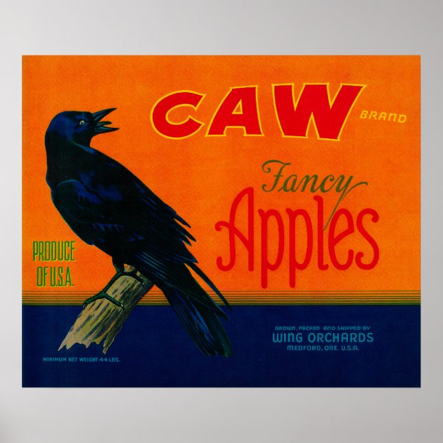 Caw Apple Crate LabelMedford, OR Poster (Front)