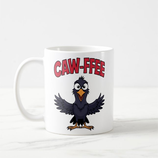 CAW-FFEE Funny Crow Coffee Lover  Mug (Left)