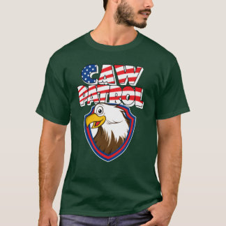 Caw Patrol Bald Eagle American Red White Blue Flag T-Shirt