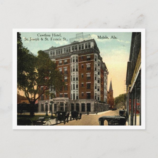 Cawthon Hotel, Mobile AL 1910s Vintage Postcard (Front)