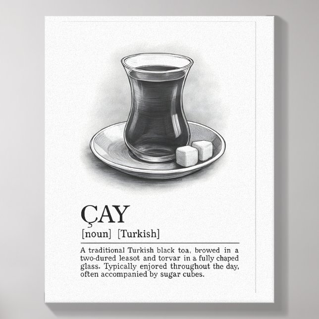 ÇAY – Turkish Tea Definition Wall Art  Canvas Photo Tile (Front Set)