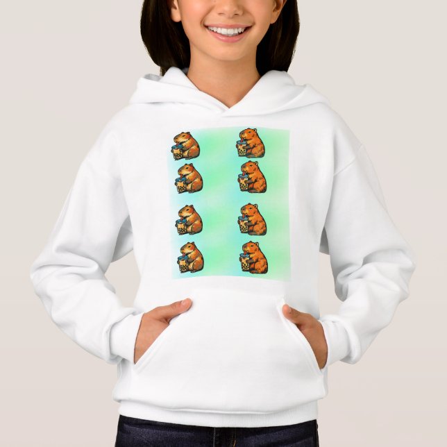 Caybara Drinking Boba Hoodie (Front)