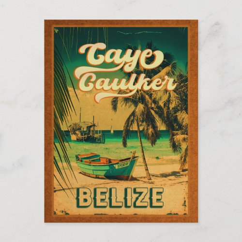 Caye Caulker Belize Vintage Palm Trees Souvenirs Postcard