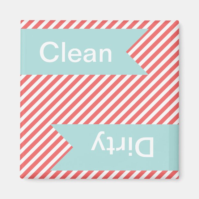 Cayenne Striped Clean - Dirty Dishwasher Magnets (Front)