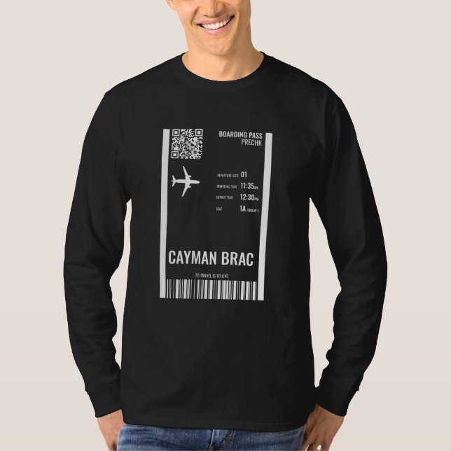 Cayman Brac Cayman Islands Boarding Pass Airline T T-Shirt (Front)