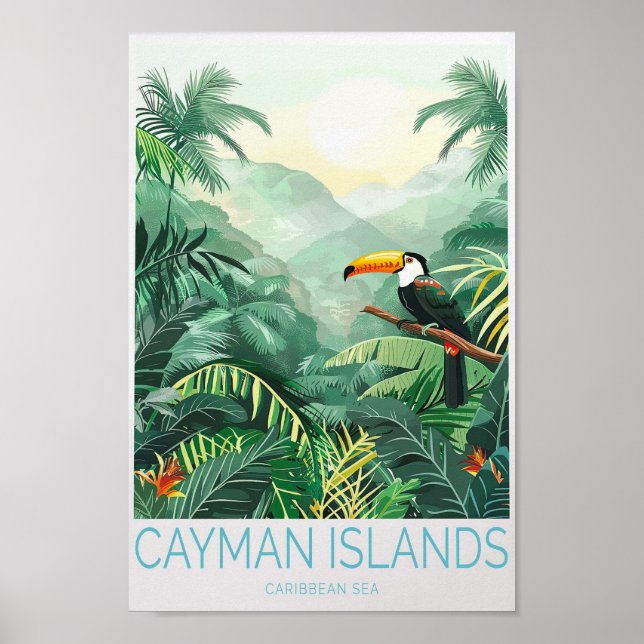 Cayman Island Travel Poster, Caribbean Sea Wall Poster (Front)