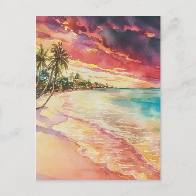  Cayman island Watercolor Painting Postcard (Front)