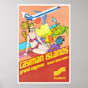 Cayman Islands Art Vintage Caribbean Print Grand