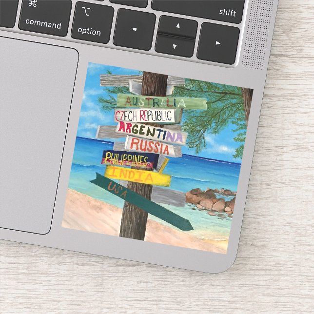 Cayman Islands Beach Travel Ocean Vinyl Sticker (Detail)
