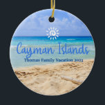 Cayman Islands Beach Vacation Family Trip Ceramic Ornament<br><div class="desc">Cute personalizable Cayman Trip souvenir.

Customization:
Change Caption and year to make it unique.</div>