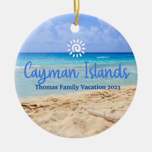 Cayman Islands Beach Vacation Family Trip Ceramic Ornament