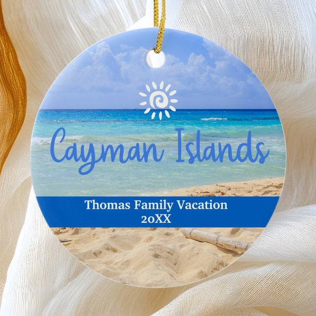 Cayman Islands Beach Vacation Family Trip Ceramic Ornament (Creator Uploaded)