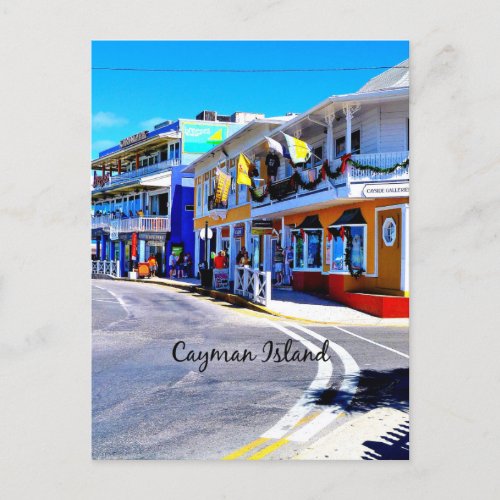 Cayman Islands Colorful Shops  Postcard