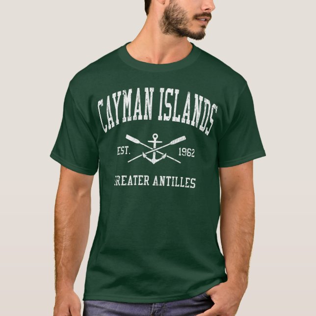 Cayman Islands Crossed Oars Boat Anchor Sports fam T-Shirt (Front)