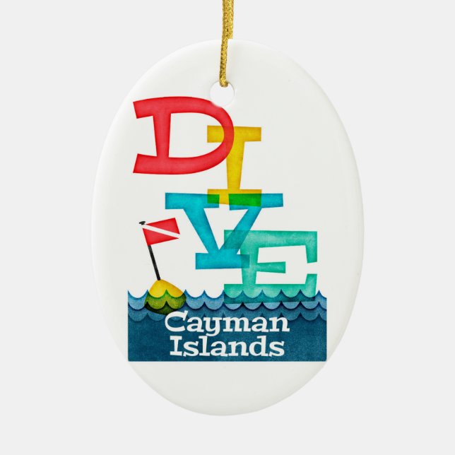 Cayman Islands Dive - Colorful Scuba Ceramic Ornament (Front)