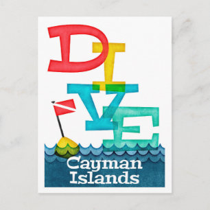 Cayman Islands Dive - Colorful Scuba Postcard