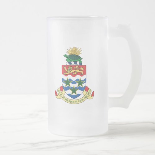 cayman islands emblem frosted glass beer mug