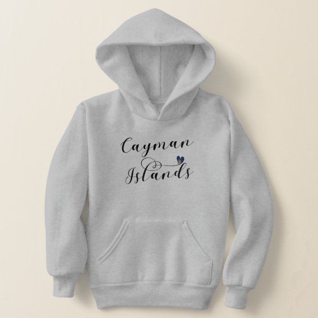 Cayman Islands Flag Heart, Cayman Isles Hoodie (Laydown)