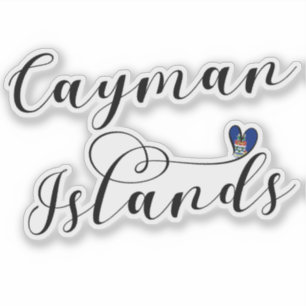 Cayman Islands Flag Heart, Cayman Isles Sticker