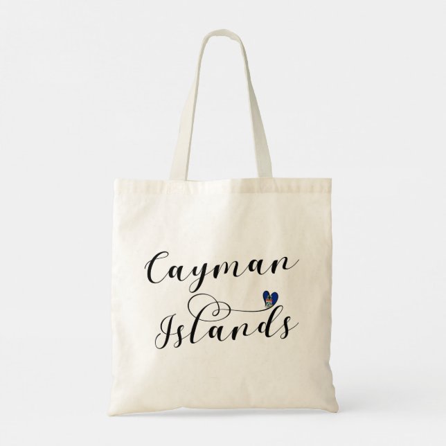 Cayman Islands Flag Heart, Cayman Isles Tote Bag (Back)